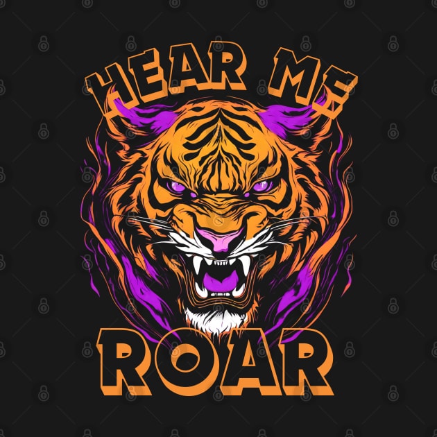 Roaring Tiger In Flames by LetsGetInspired