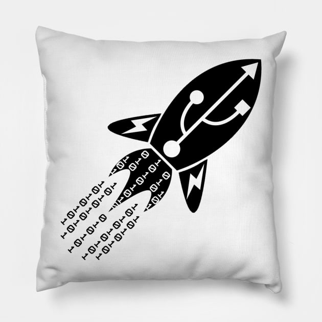 Machine Learning Rocket | Data Science Logo Black Pillow by aRtVerse