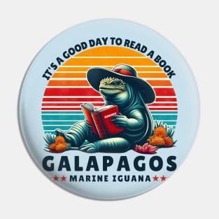 Galapagos marine iguana reading a book Pin