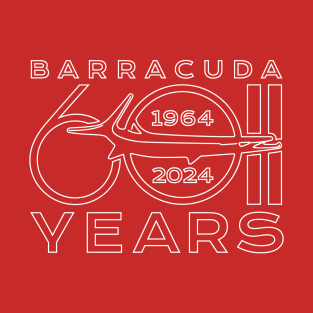 60th Anniversary - Barracuda Text Design (Reverse on Red) T-Shirt