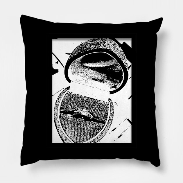 Black and white wedding ring design Pillow by SanTees