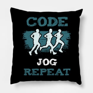 Code Jog Repeat Pillow