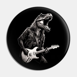 Rock & Roll Music Concert Festival Dinosaur T-rex Guitar Pin