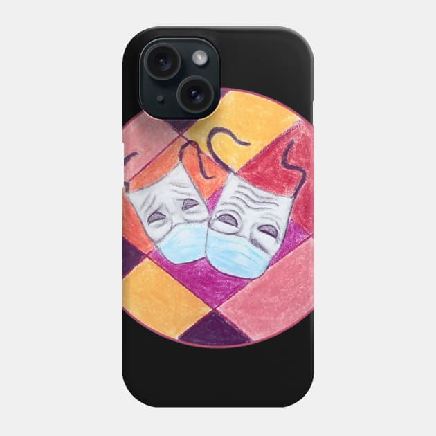 Theater masks wearing corona / covid 19 face masks - sock and buskin - ancient symbols of comedy and tragedy In Greek theatre Phone Case by ART-T-O