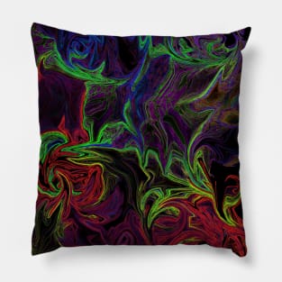 Liquid Graffiti Glowing Red Pillow