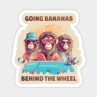 Going Bananas Behind The Wheel Monkeys Magnet