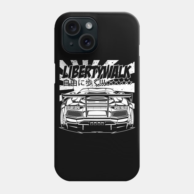 Libertywalk Aventador (White Print) Phone Case by idrdesign