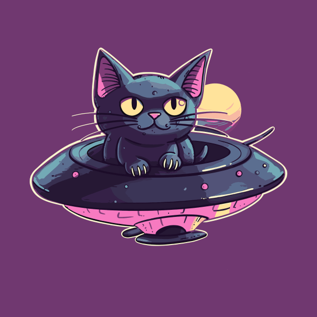 Galactic Kitty in a UFO by Purrestrialco