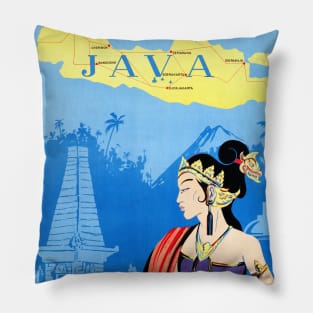 Vintage Travel Poster Indonesia Java Batavia Pillow