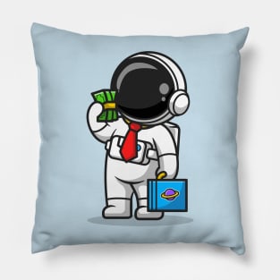 Cute Astronaut Employee With Salary Cartoon Pillow