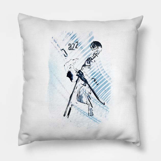 Double Bassist Pillow by cinema4design