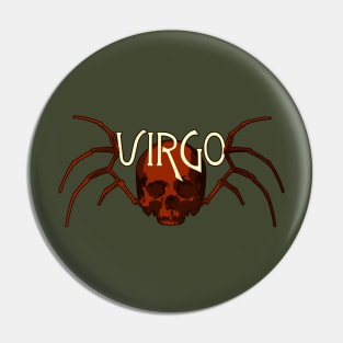 Red Virgo Virgin Skull with Skeleton Wings Zodiac Totem Shirt Pin