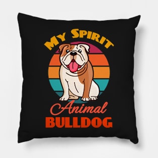 Bulldog My Spirit Animal Dog Lover Cute Sunser Retro Funny Pillow