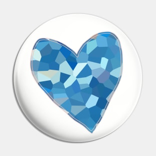 Aqua Blue Mosaic Heart Pin