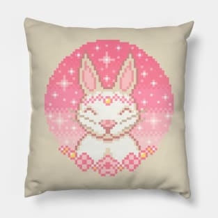 Bunny Pixel Art - Blue Version Pillow