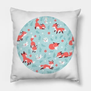 Fox and Bunny Pattern Pillow