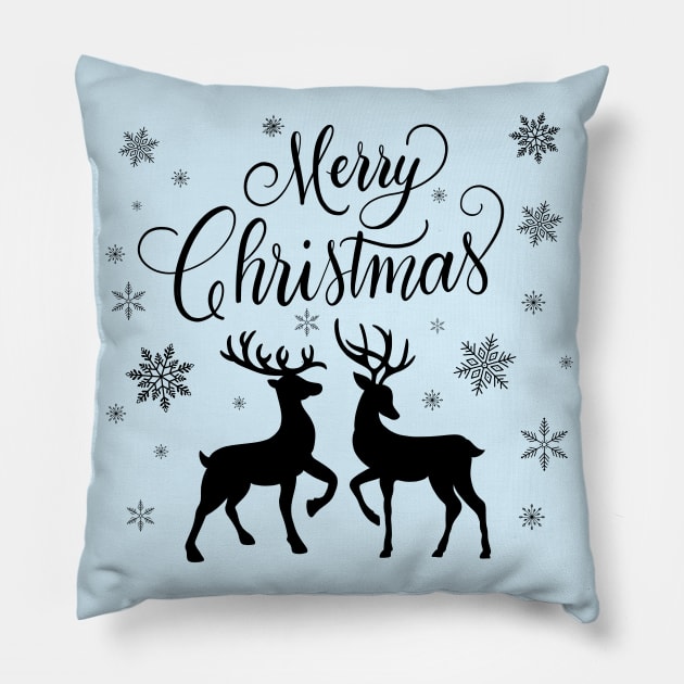 Merry Christmas with deers Pillow by CalliLetters
