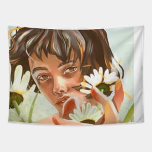 girl with flowers Tapestry