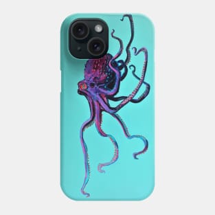 Purple Octopus on Turquoise Phone Case