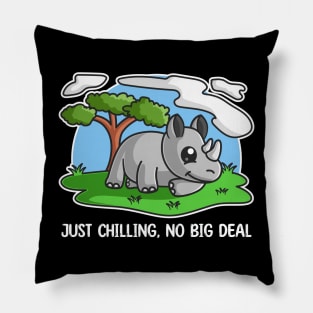 Cute Rhino Chilling On Safari Pillow