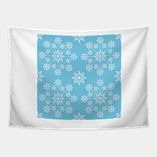 Snow flakes sky blue pattern Tapestry