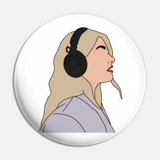 GIRL WITH HEADPHONES Pin