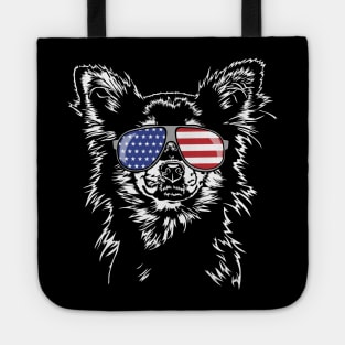 Proud Chihuahua American Flag sunglasses dog Tote