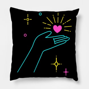 Lineart Hand Holding Heart Love Symbol Valentine's Pillow