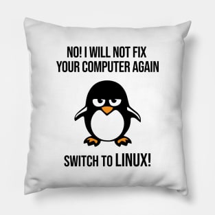 Switch to Linux Angry Tux Penguin Pillow