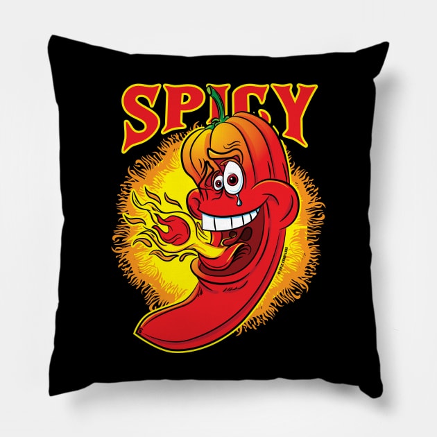 Spicy Flaming Hot Red Chili Pepper Pillow by eShirtLabs