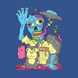 Cat Zombie UFO T-Shirt