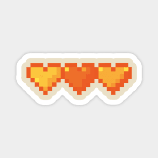 Orange Hearts in a Row Pixel Art Magnet