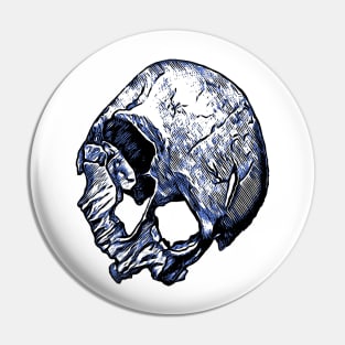 Broken Human Skull In Tattoo Style Pin