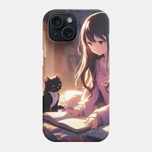 Anime girl reading book Phone Case