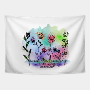 Vintage Retro Flower Bible Verse Design Tapestry