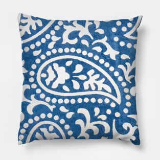 Blue Paisley Print Pillow