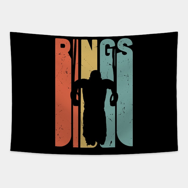 Retro Rings  / Rings lover gift idea / Gymnastics fan present / Rings gymnastics sports Tapestry by Anodyle