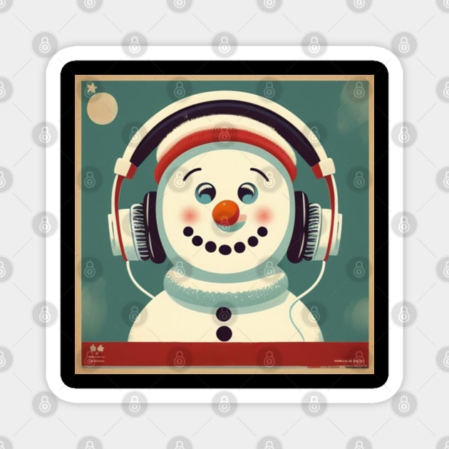 Vintage Snowman Unique Winter Music Lover Gift Magnet by musicgeniusart