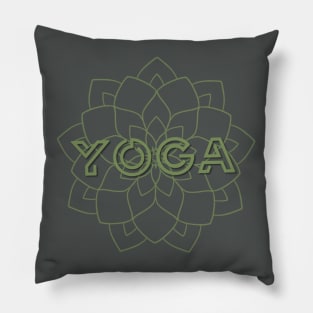 YOGA and LOTUS FLOWER in green Pillow