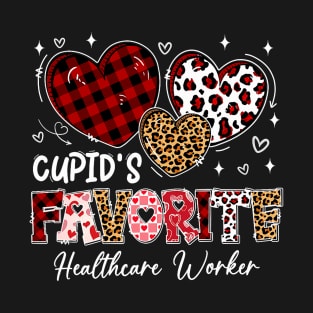 Three Hearts Cupid_s Favorite Healthcare Worker Valentine T-Shirt