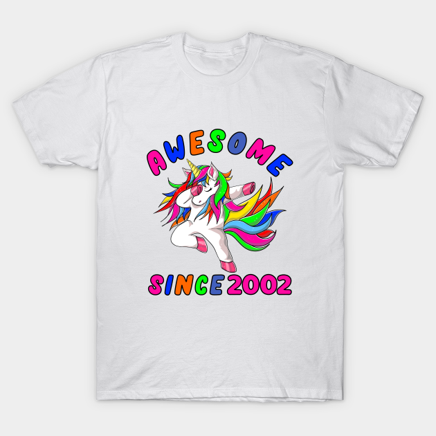 Discover Awesome Since 2002- Dabbing Unicorn -19th Birthday Gift Girls - Awesome Since 2002 - T-Shirt