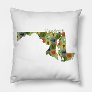 Maryland State Map Board Games Pillow