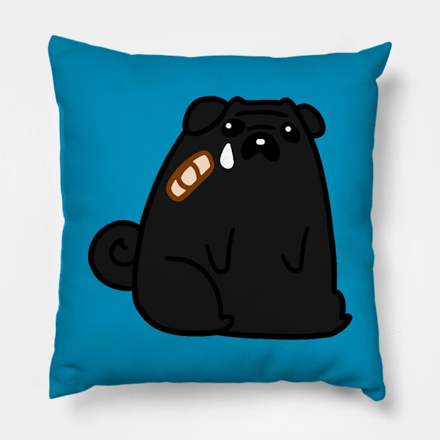 Sad Hurt Black Pug Pillow by saradaboru