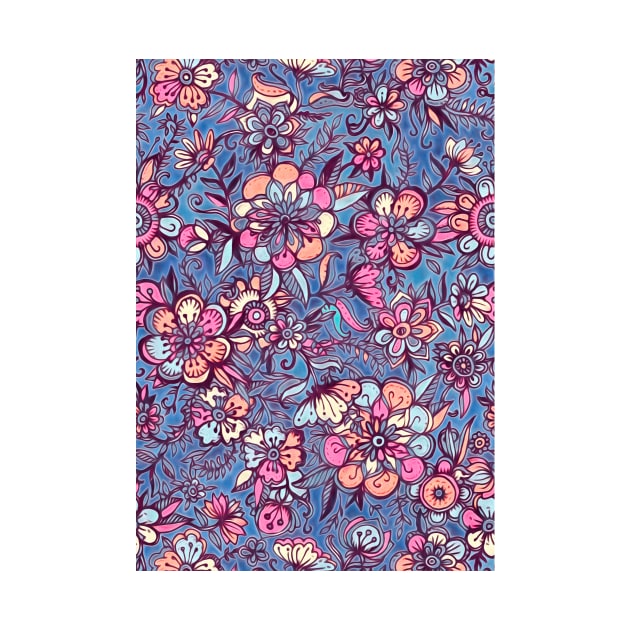 Sweet Spring Floral - soft indigo & candy pastels by micklyn