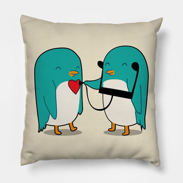 Cute Birdsong big heart Pillow by BOEC Gear