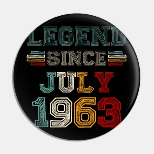 60 Years Old Legend Since July 1963 60th Birthday Pin