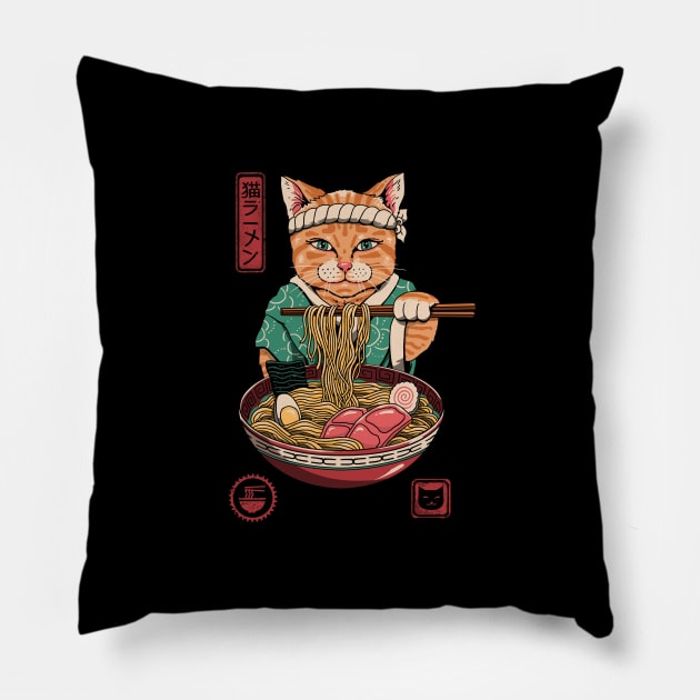 Neko Ramen Pillow by Vincent Trinidad Art