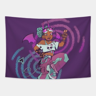 Blue Raspberry Devil Girl Tapestry