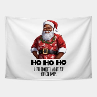 Ho Ho Ho Black Santa Tapestry