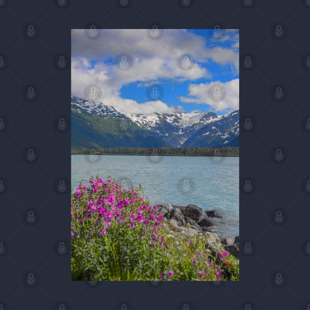 USA. Alaska. Lake with Wildflowers in the Foreground. by vadim19